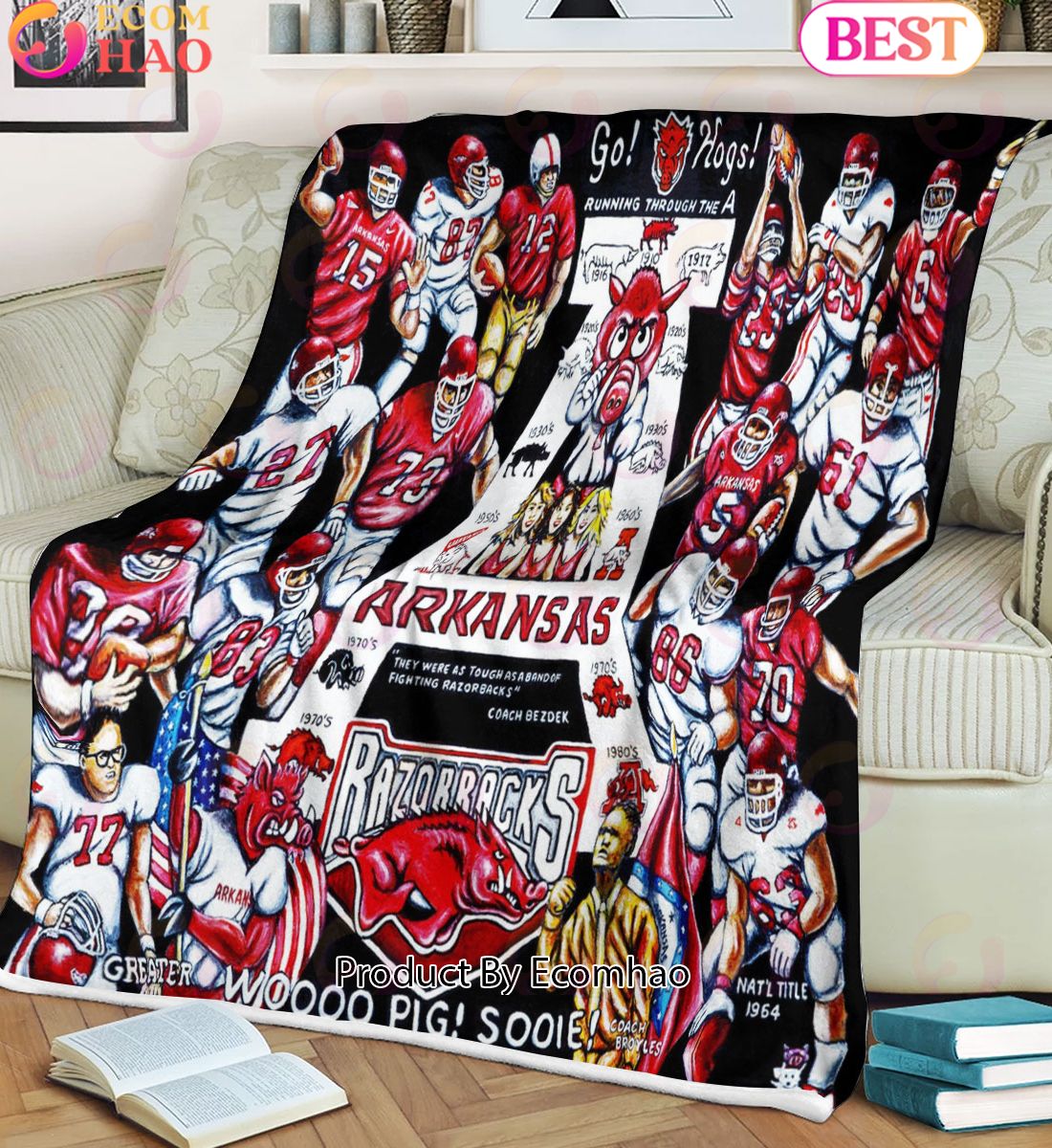 NCAA Arkansas Razorbacks Tribute, Football History Legend Blanket