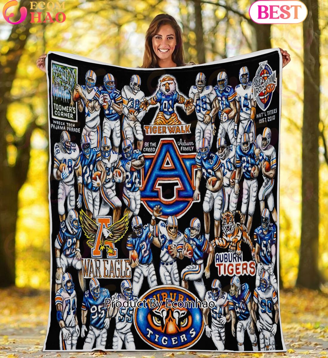 NCAA Auburn Tigers Tribute, Football History Legend Blanket