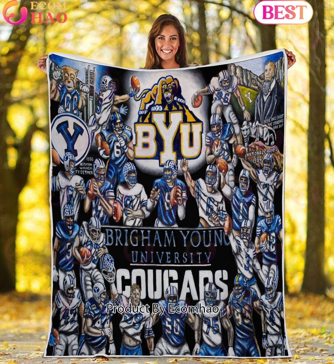 NCAA BYU Tribute, Football History Legend Blanket