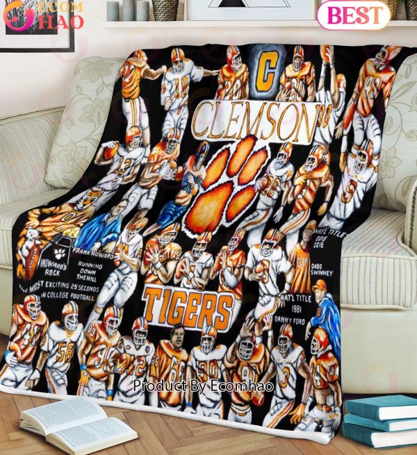 NCAA Clemson Tigers Tribute, Football History Legend Blanket