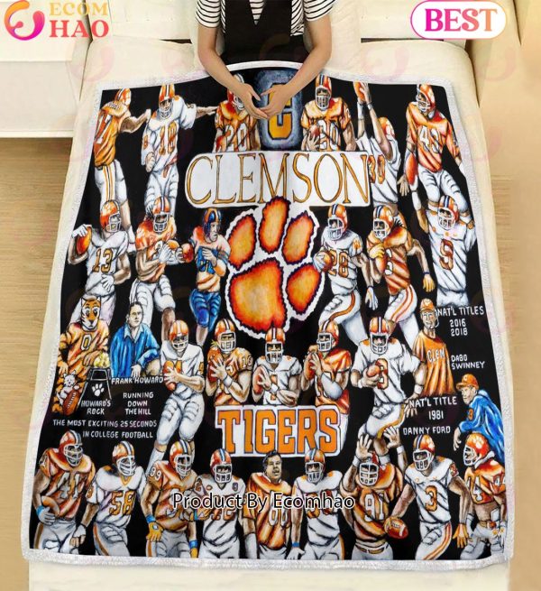 NCAA Clemson Tigers Tribute, Football History Legend Blanket