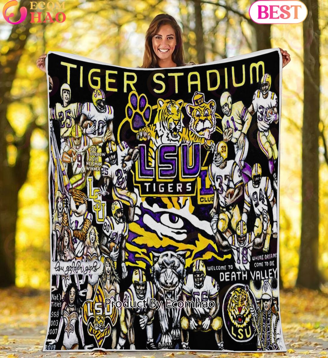 NCAA LSU Tigers Tribute, Football History Legend Blanket