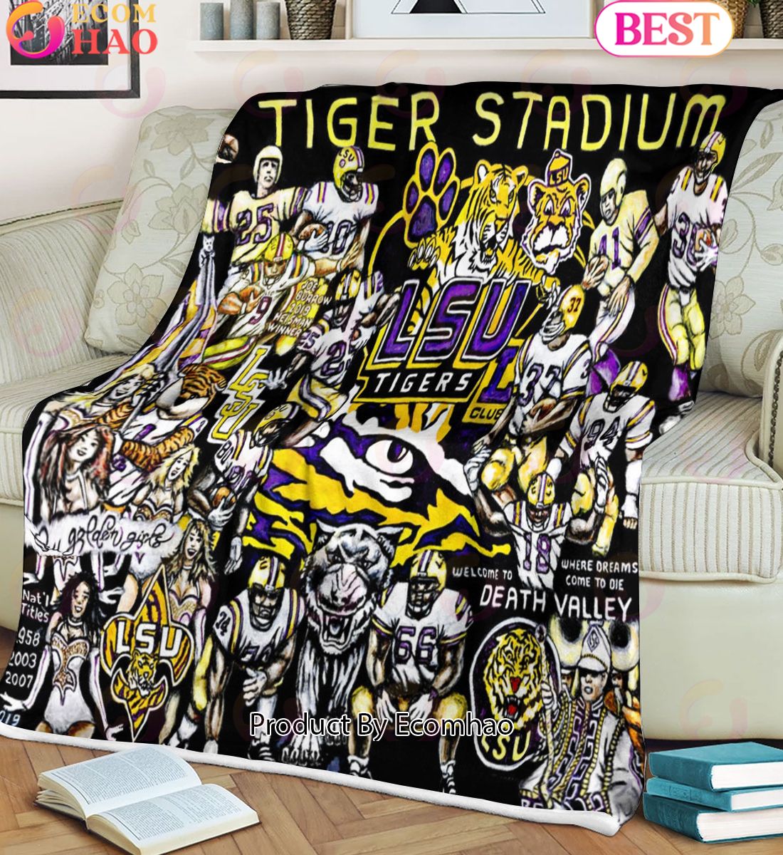 NCAA LSU Tigers Tribute, Football History Legend Blanket