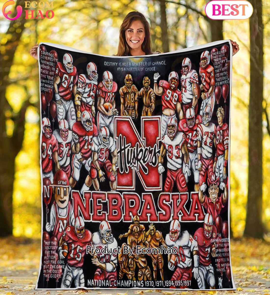 NCAA Nebraska Cornhuskers Tribute, Football History Legend Blanket