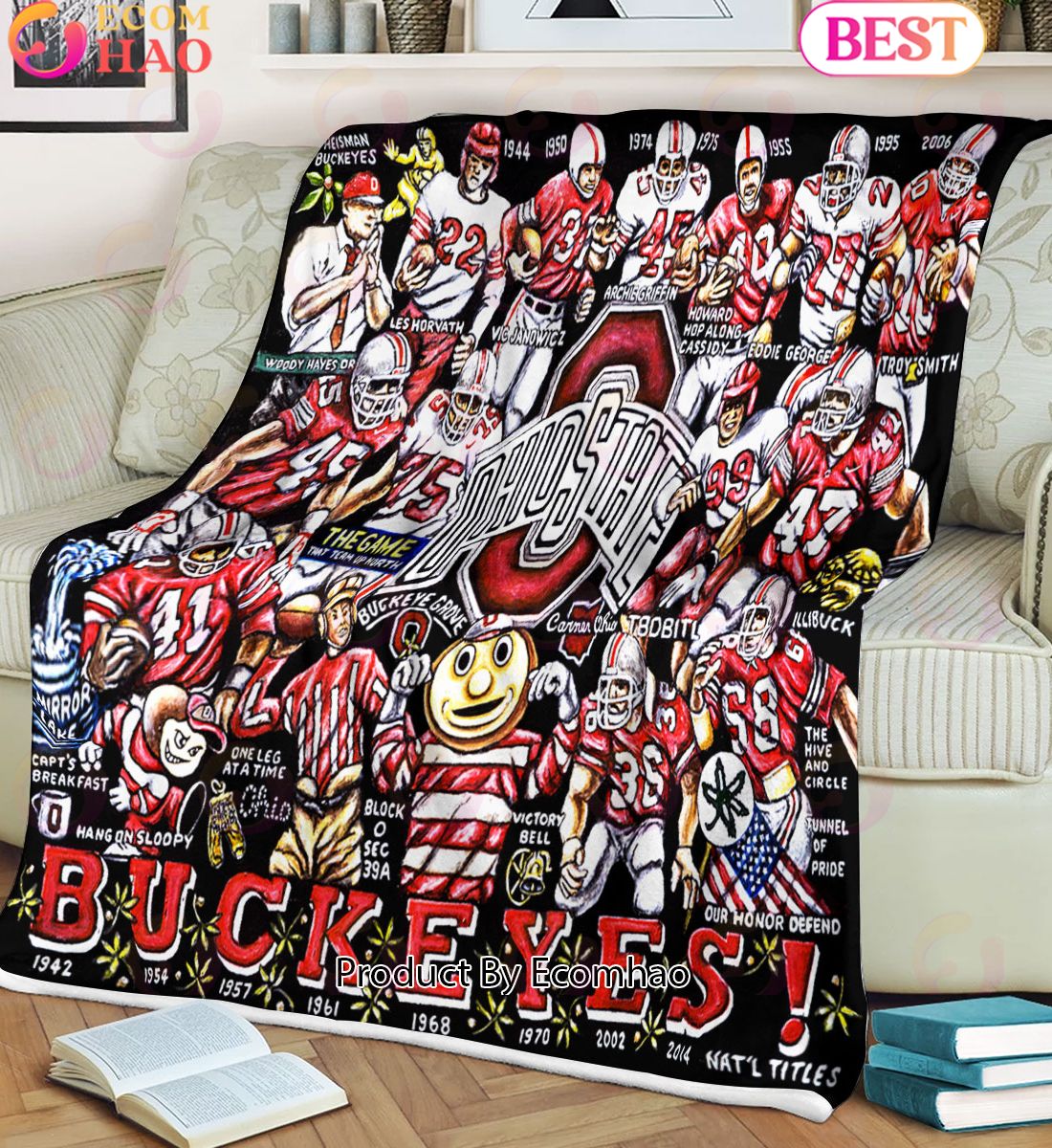 NCAA Ohio State Buckeyes Tribute, Football History Legend Blanket