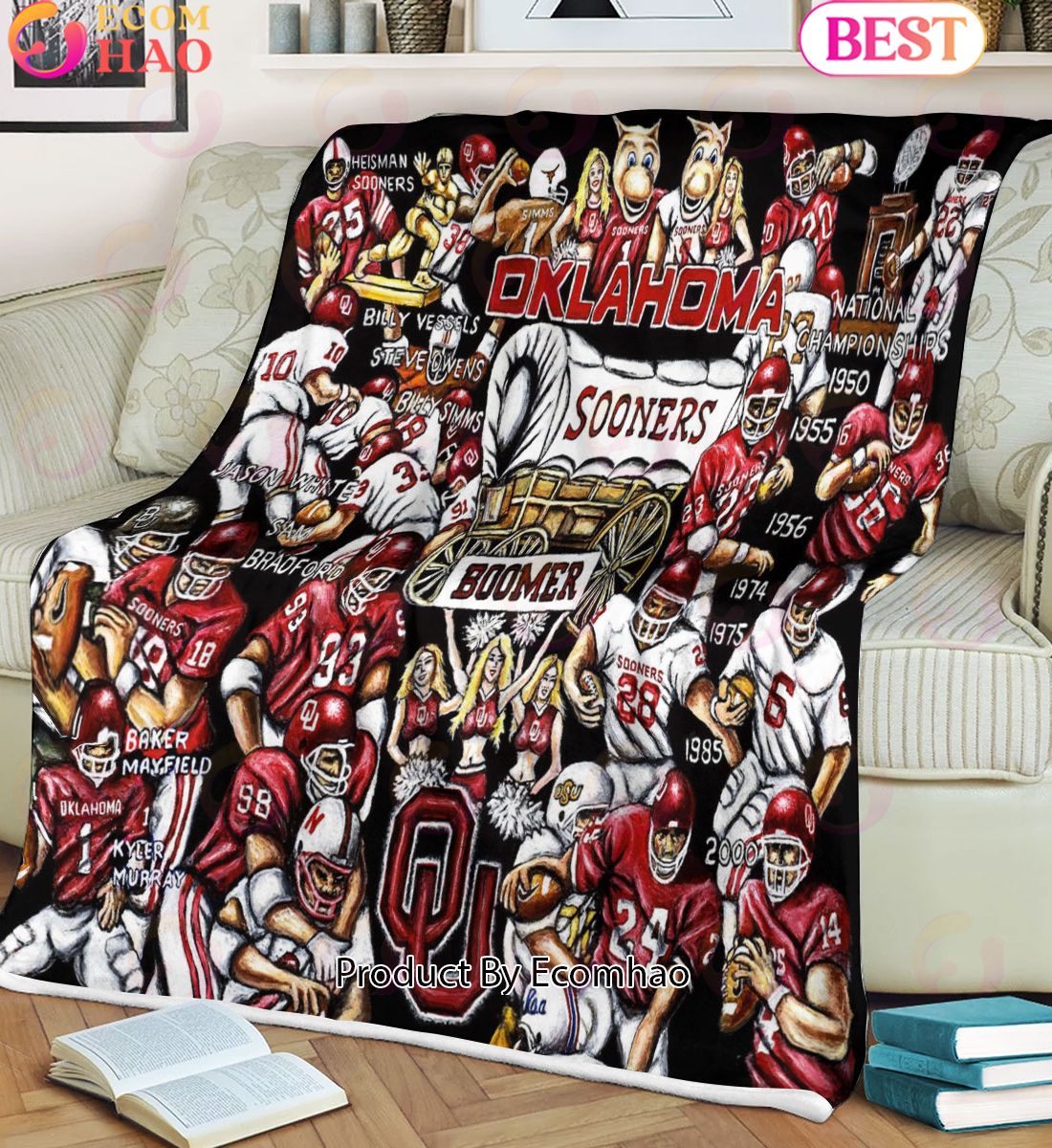 NCAA Oklahoma Sooners Tribute, Football History Legend Blanket