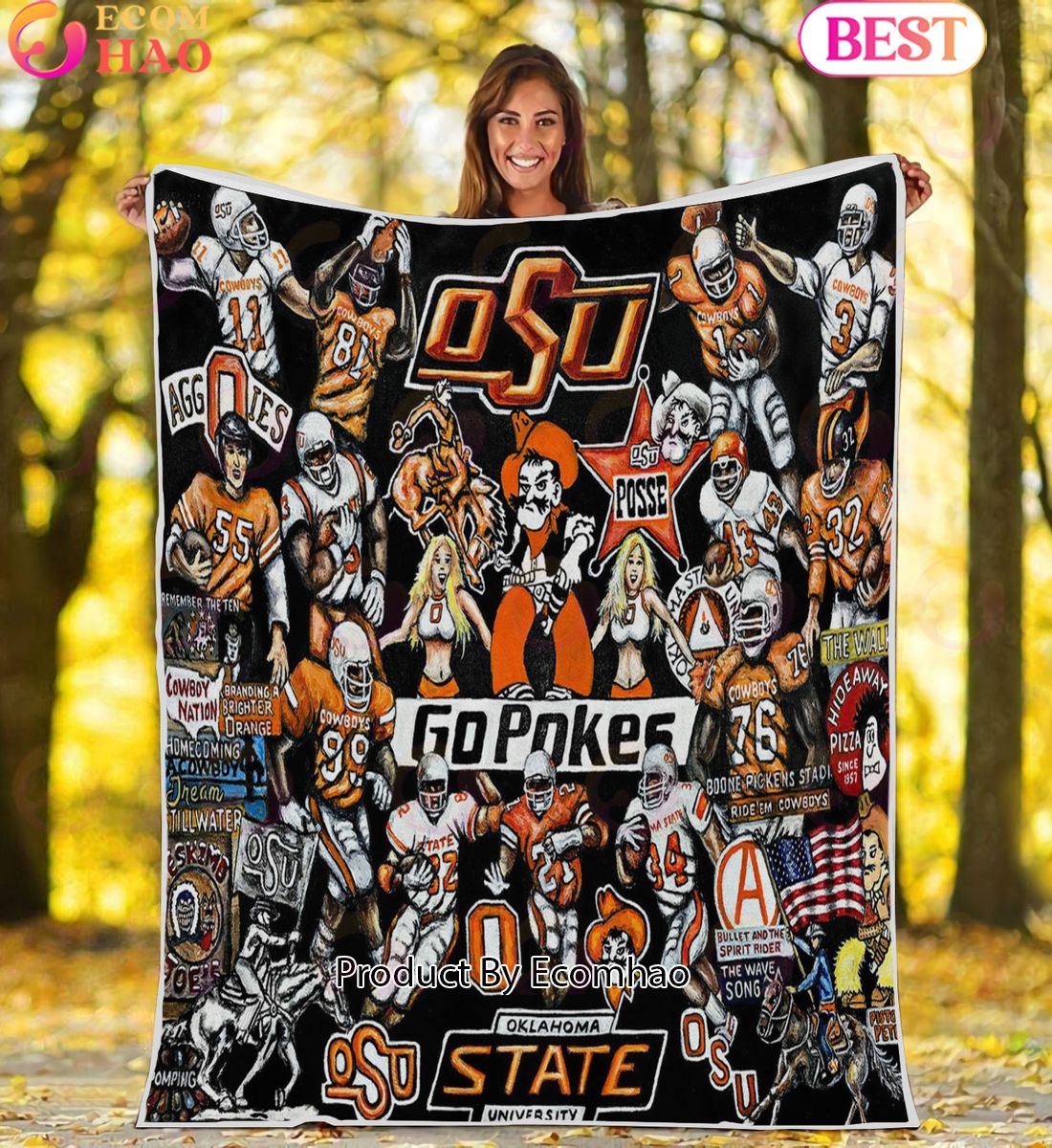 NCAA Oklahoma State Cowboys Tribute, Football History Legend Blanket