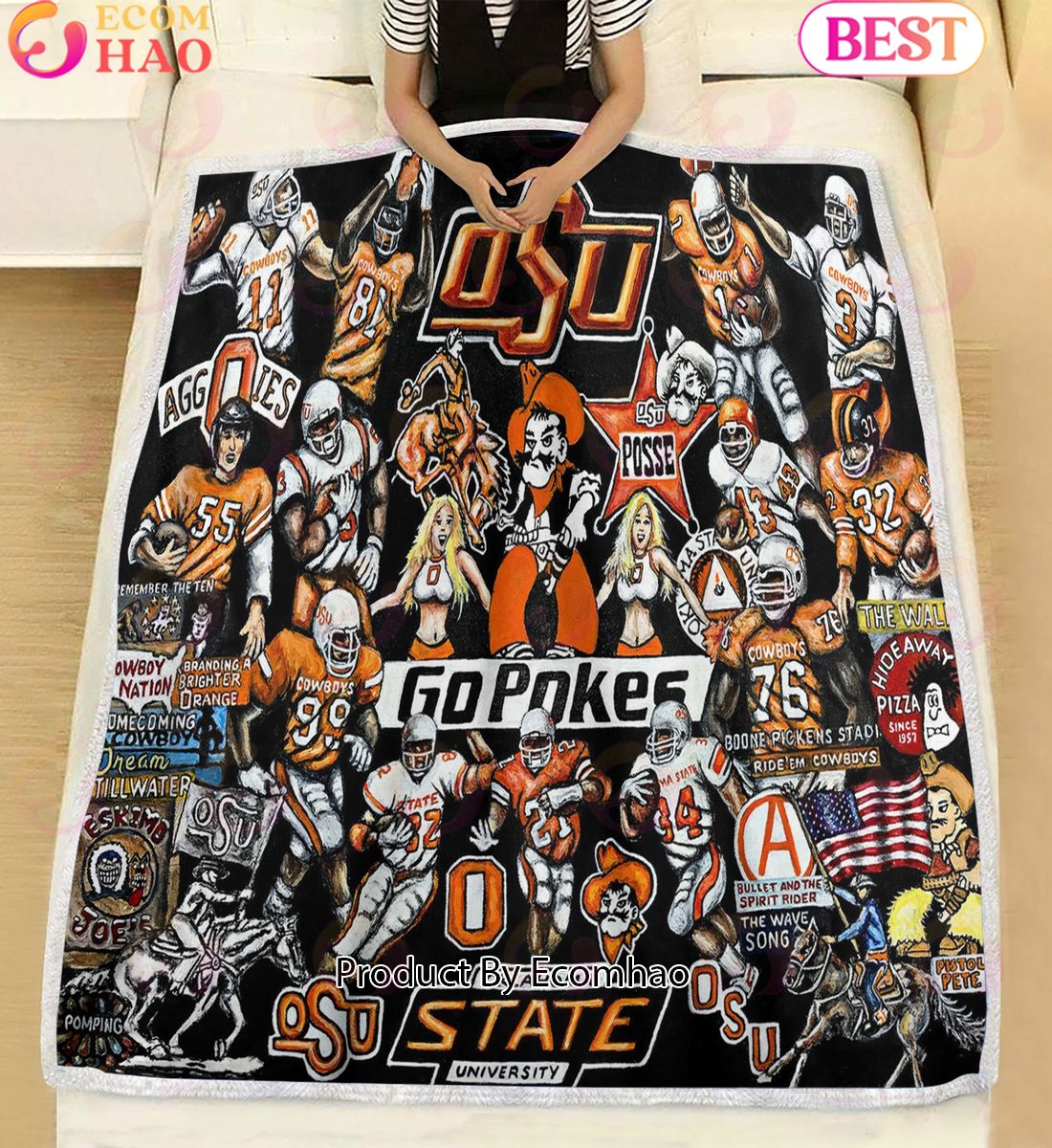 NCAA Oklahoma State Cowboys Tribute, Football History Legend Blanket