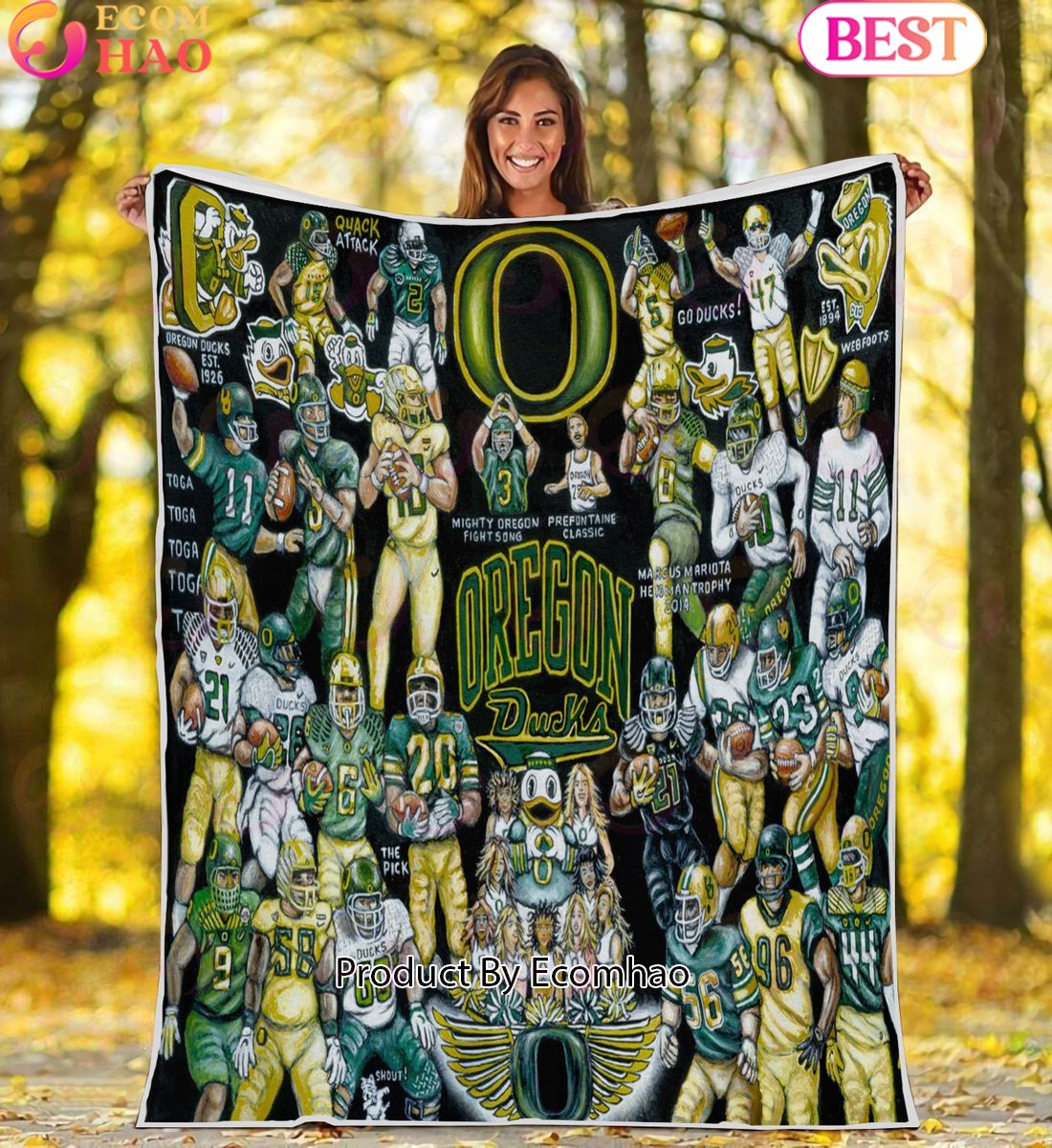 NCAA Oregon Ducks Tribute, Football History Legend Blanket