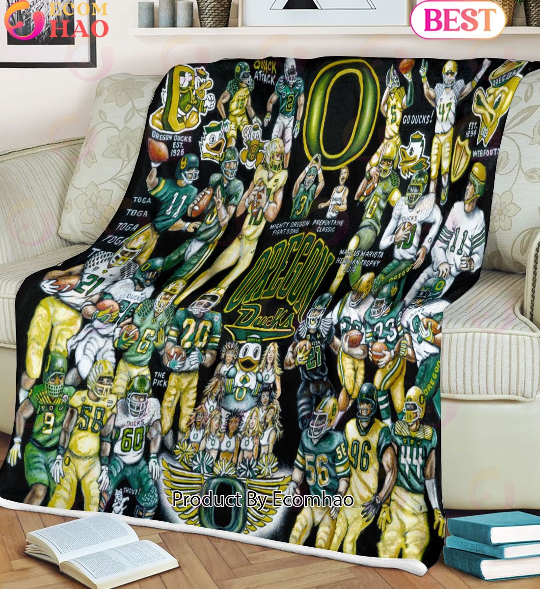 NCAA Oregon Ducks Tribute, Football History Legend Blanket