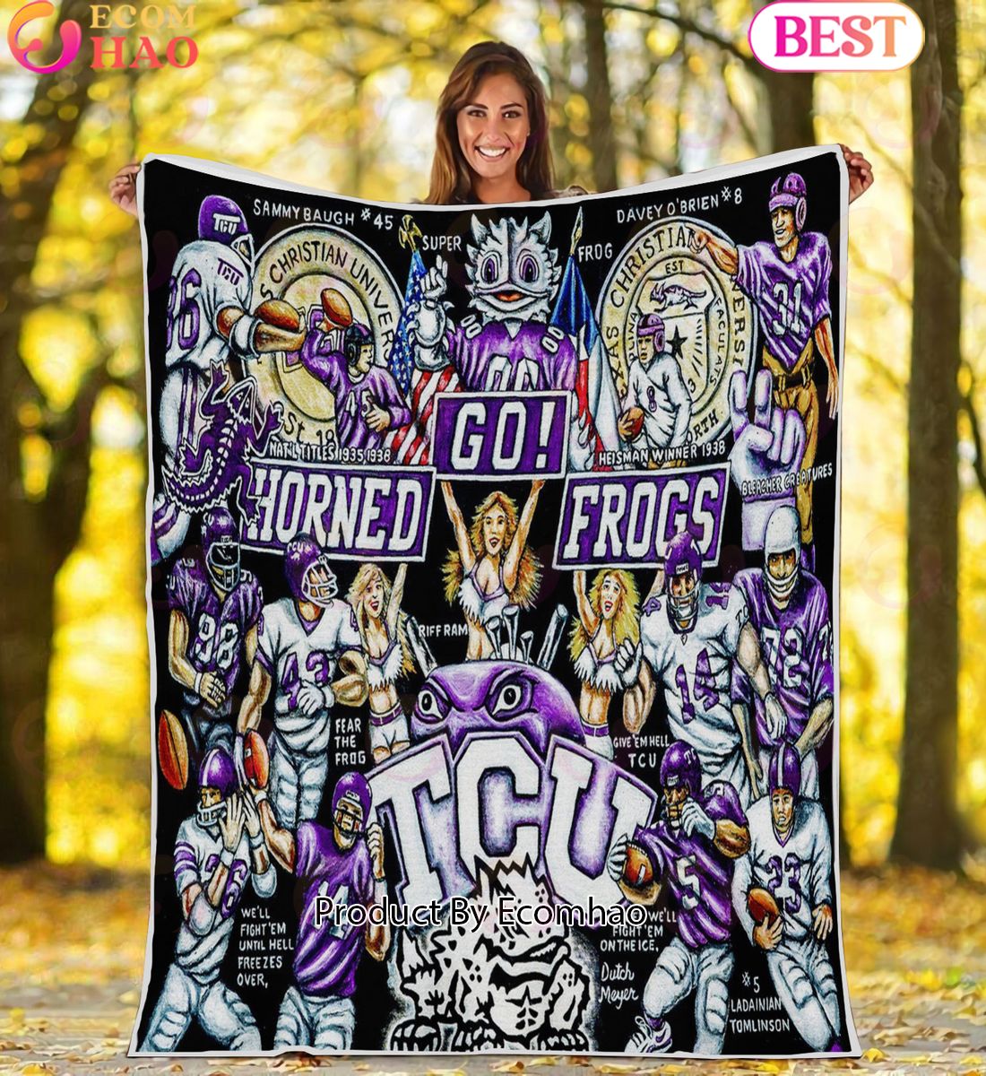 NCAA TCU Horned Frogs Tribute, Football History Legend Blanket