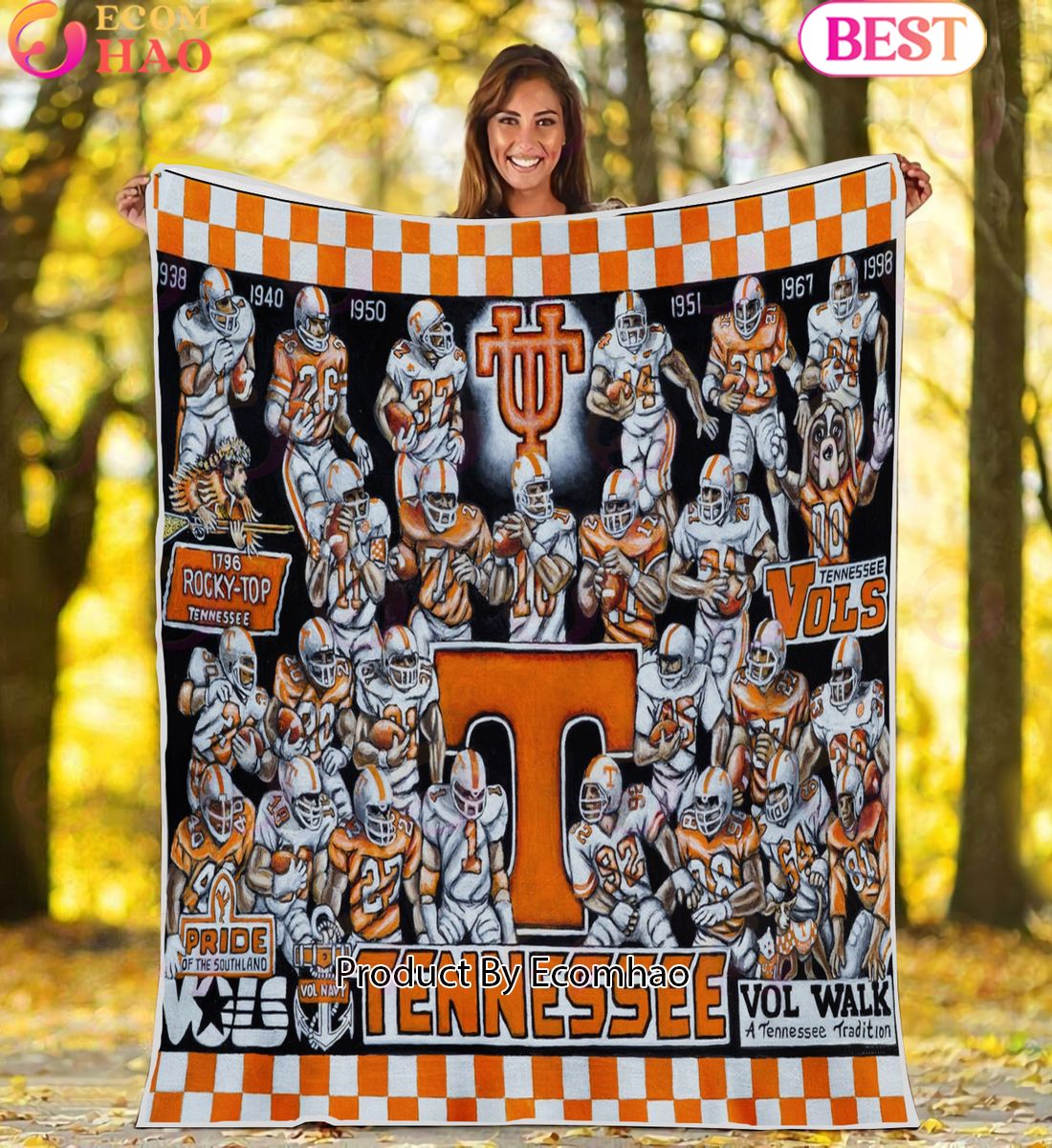 NCAA Tennessee Volunteers  Football History Legend Blanket