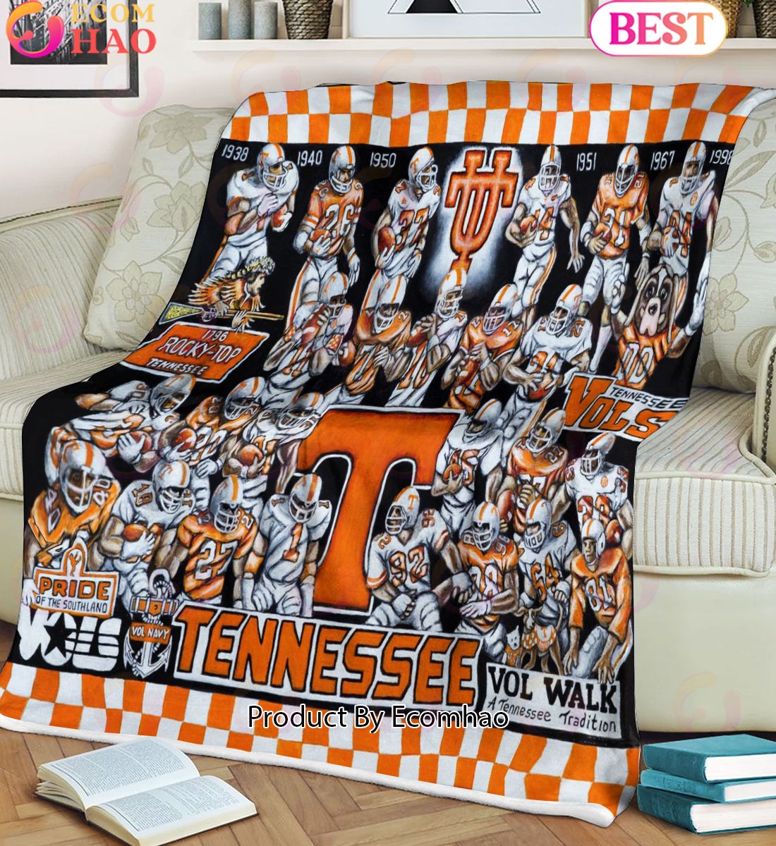 NCAA Tennessee Volunteers  Football History Legend Blanket