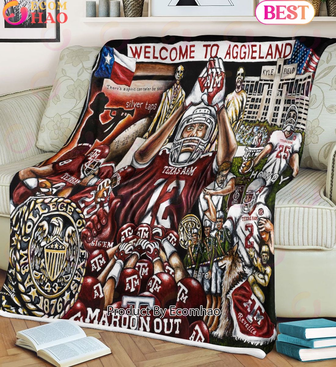 NCAA Texas A&M Aggies Tribute, Football History Legend Blanket