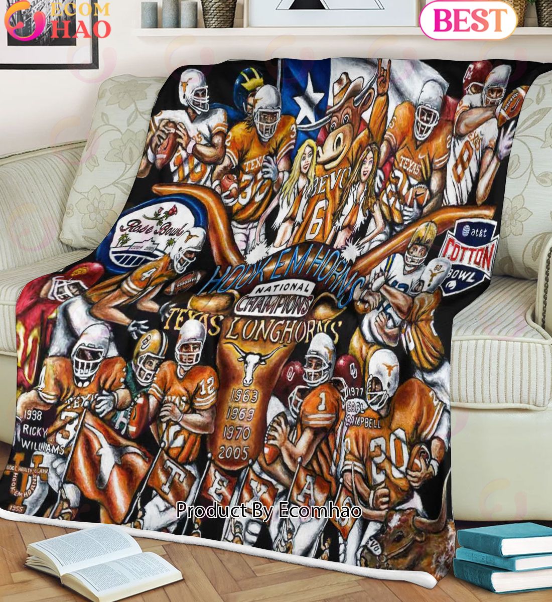 NCAA Texas Longhorns Tribute, Football History Legend Blanket