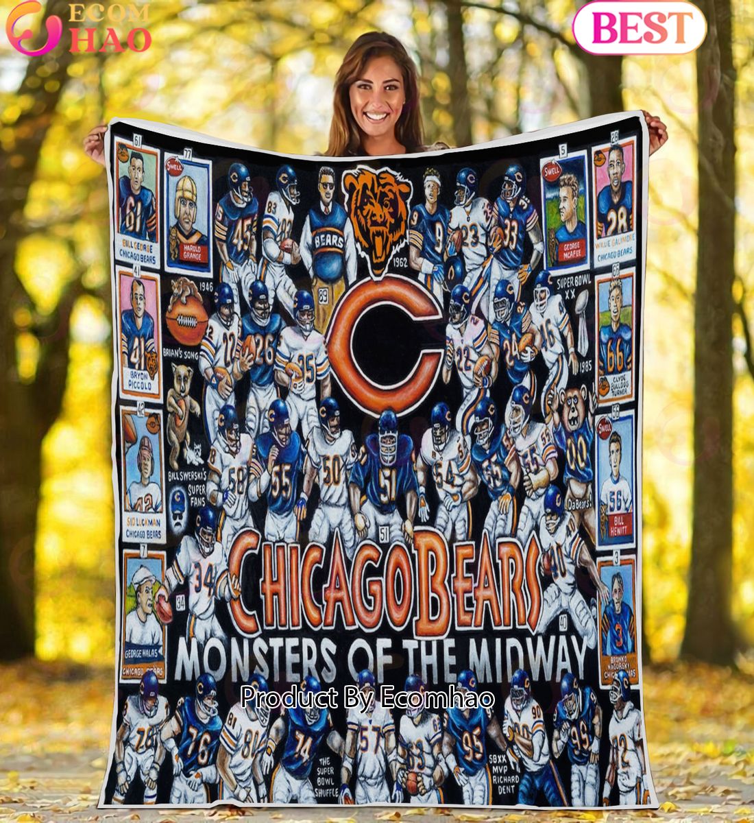 NFL Chicago Bears Tribute, Football History Legend Blanket