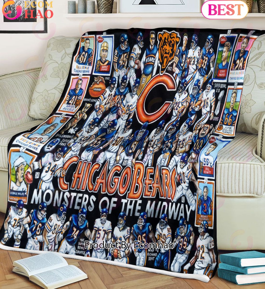 NFL Chicago Bears Tribute, Football History Legend Blanket