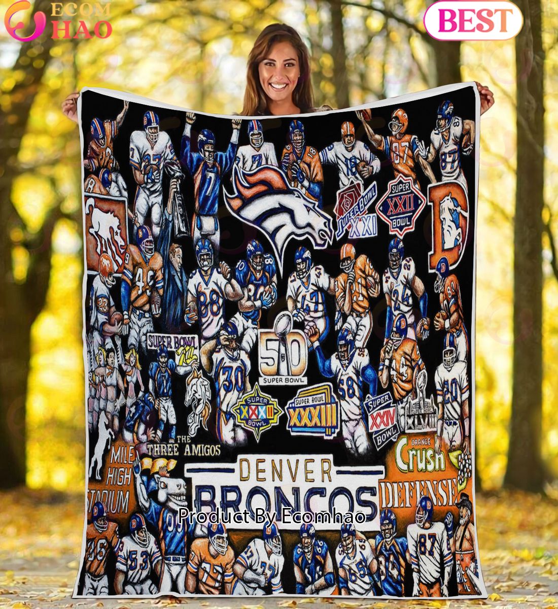 NFL Denver Broncos Tribute, Football History Legend Blanket