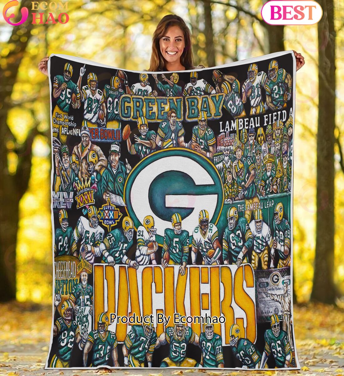 NFL Green Bay Packers Tribute, Football History Legend Blanket