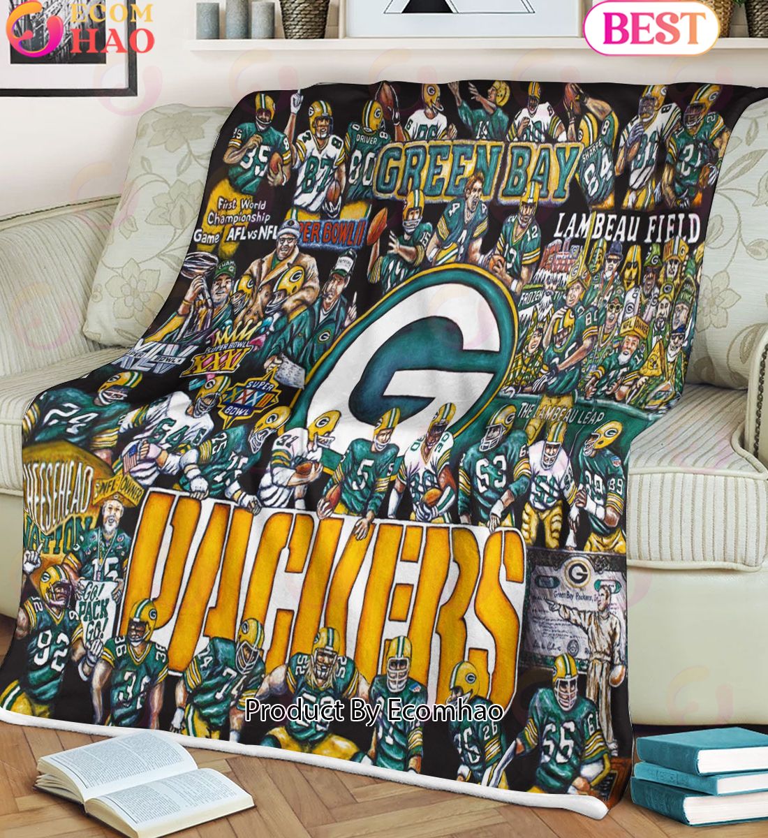 NFL Green Bay Packers Tribute, Football History Legend Blanket