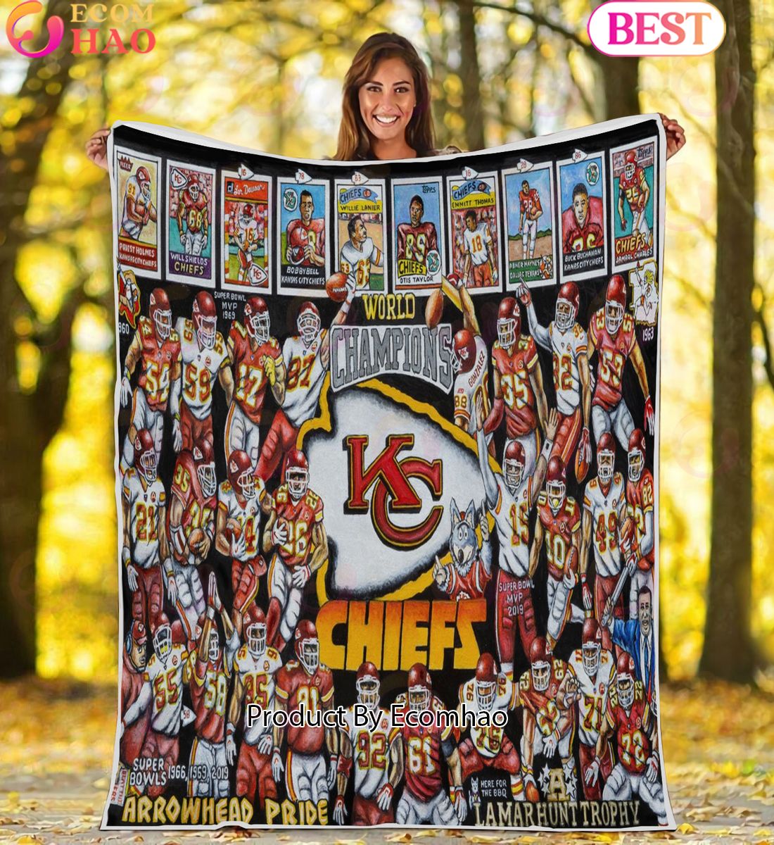 NFL Kansas City Chiefs Tribute, Football History Legend Blanket