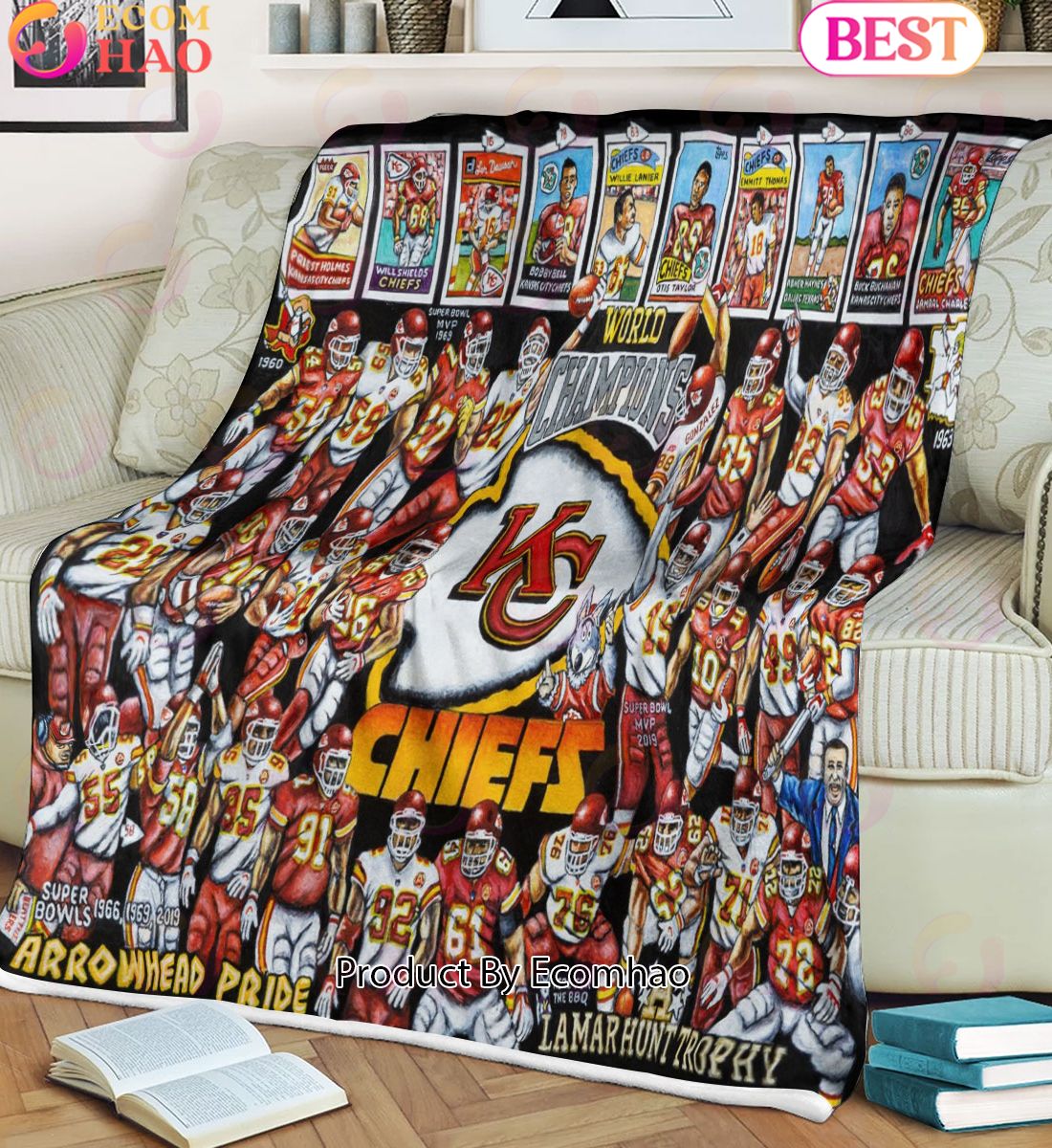 NFL Kansas City Chiefs Tribute, Football History Legend Blanket