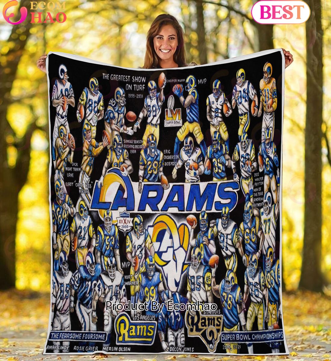 NFL Los Angeles Rams Tribute, Football History Legend Blanket