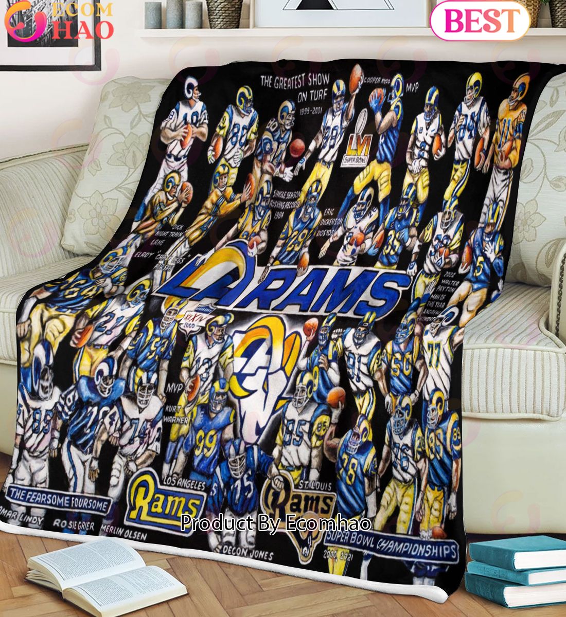 NFL Los Angeles Rams Tribute, Football History Legend Blanket