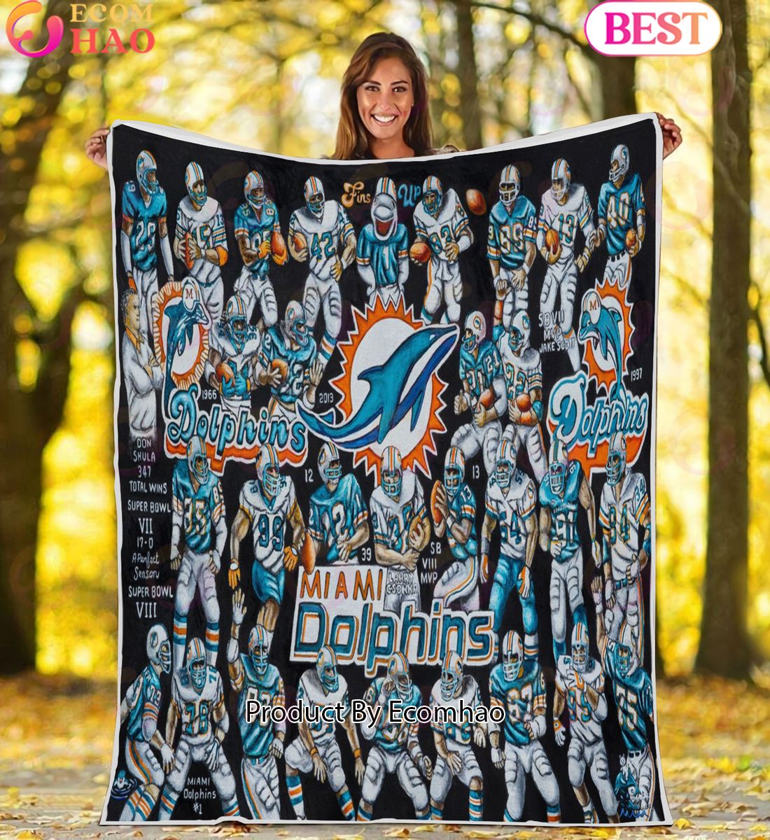 NFL Miami Dolphins Tribute, Football History Legend Blanket