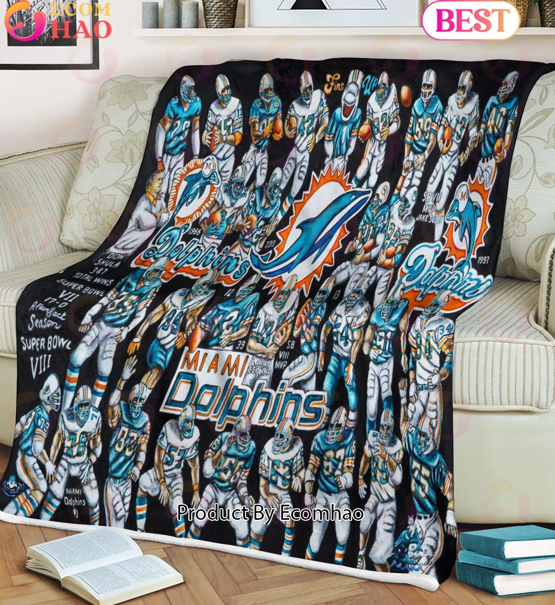 NFL Miami Dolphins Tribute, Football History Legend Blanket