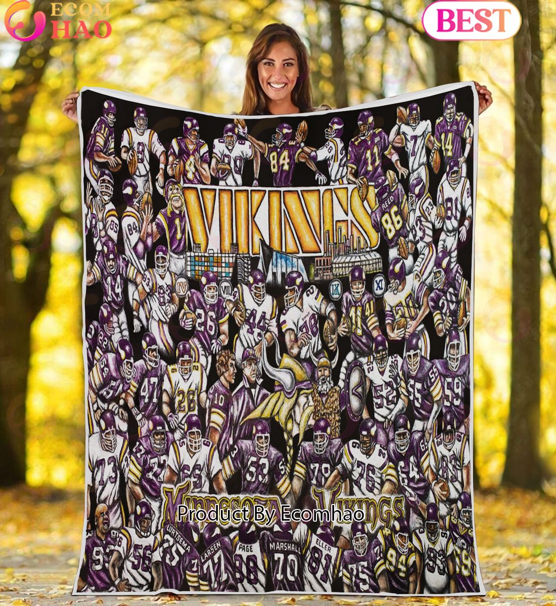 NFL Minnesota Vikings Tribute, Football History Legend Blanket