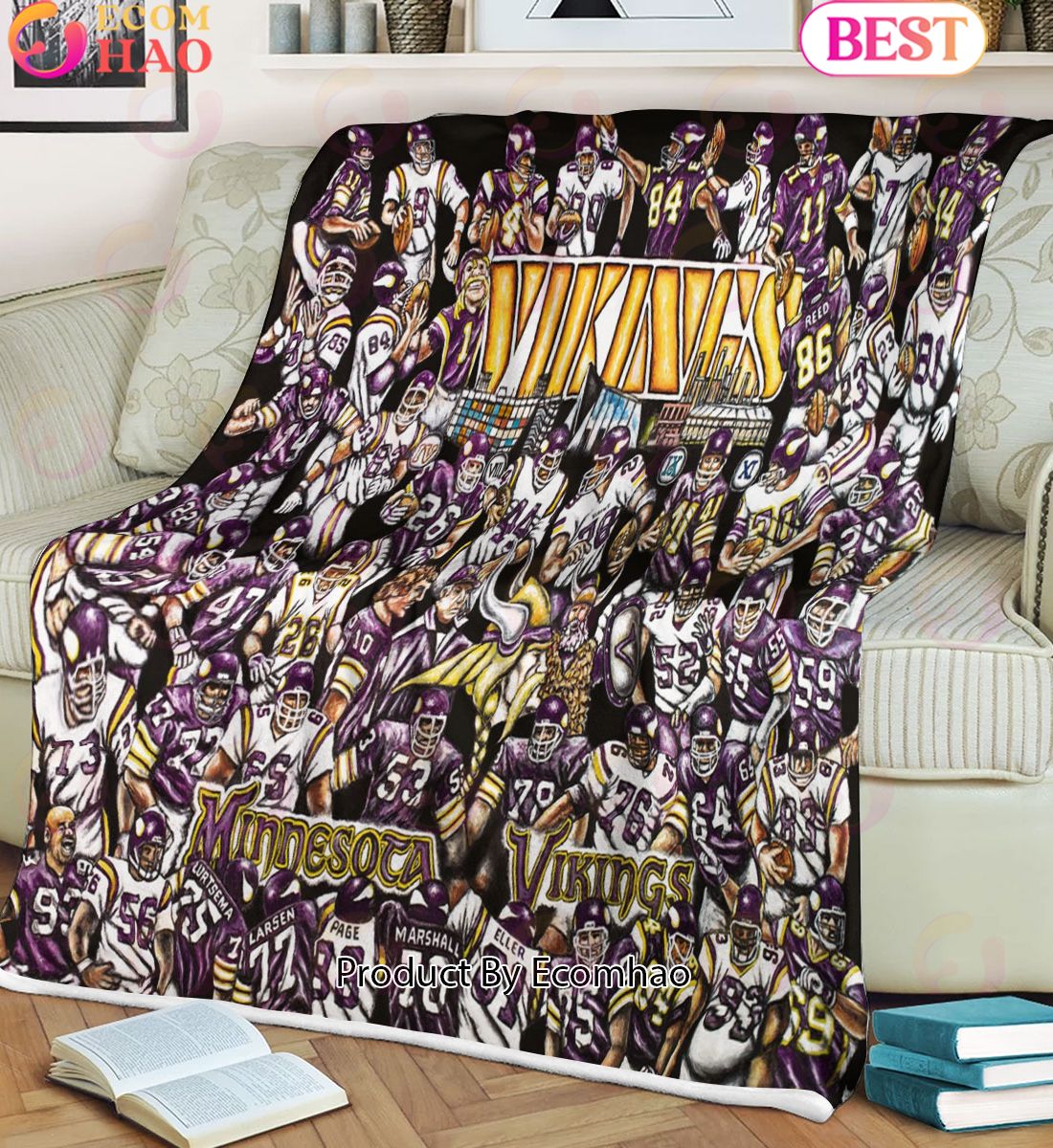 NFL Minnesota Vikings Tribute, Football History Legend Blanket