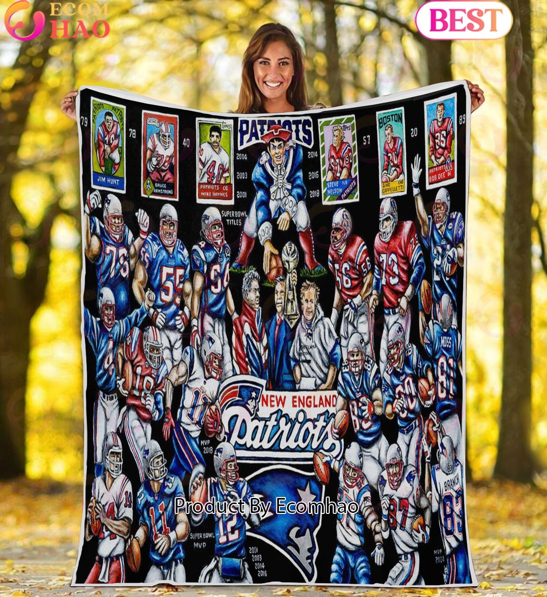 NFL New England Patriots Tribute, Football History Legend Blanket