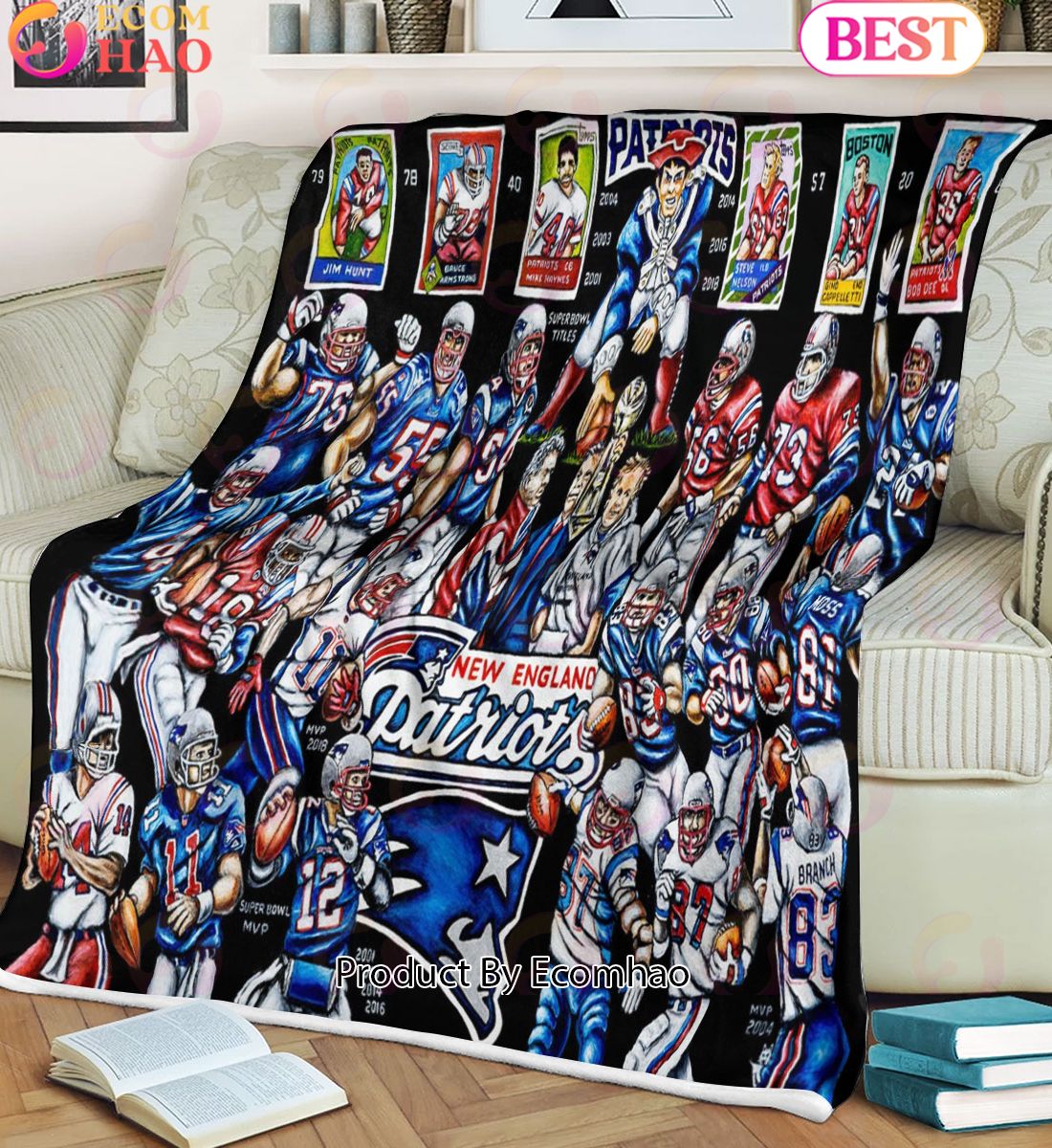 NFL New England Patriots Tribute, Football History Legend Blanket