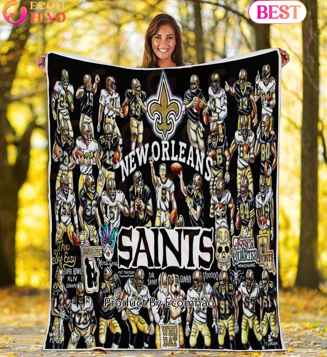 NFL New Orleans Saints Tribute, Football History Legend Blanket