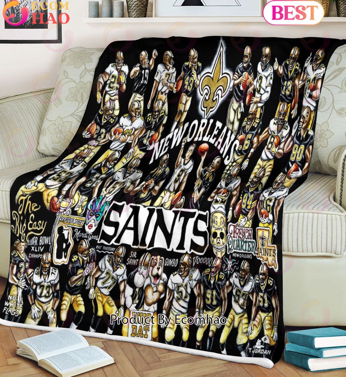 NFL New Orleans Saints Tribute, Football History Legend Blanket