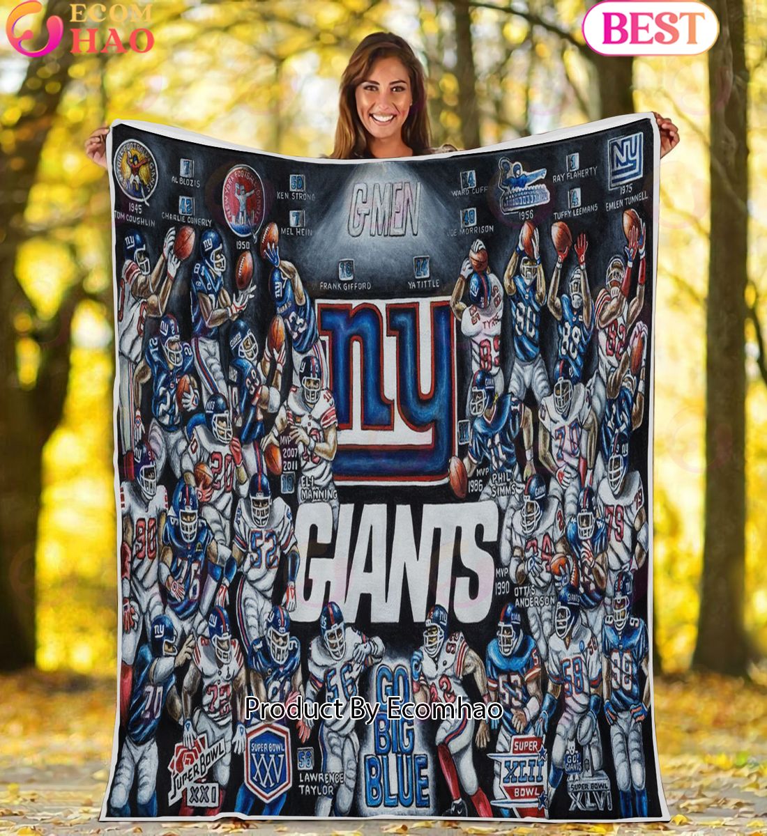 NFL New York Giants Tribute, Football History Legend Blanket