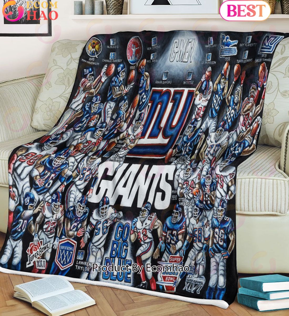 NFL New York Giants Tribute, Football History Legend Blanket