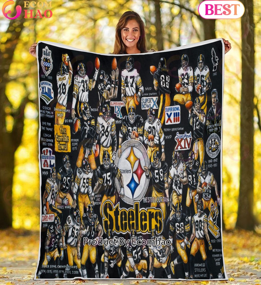 NFL Pittsburgh Steelers Tribute, Football History Legend Blanket