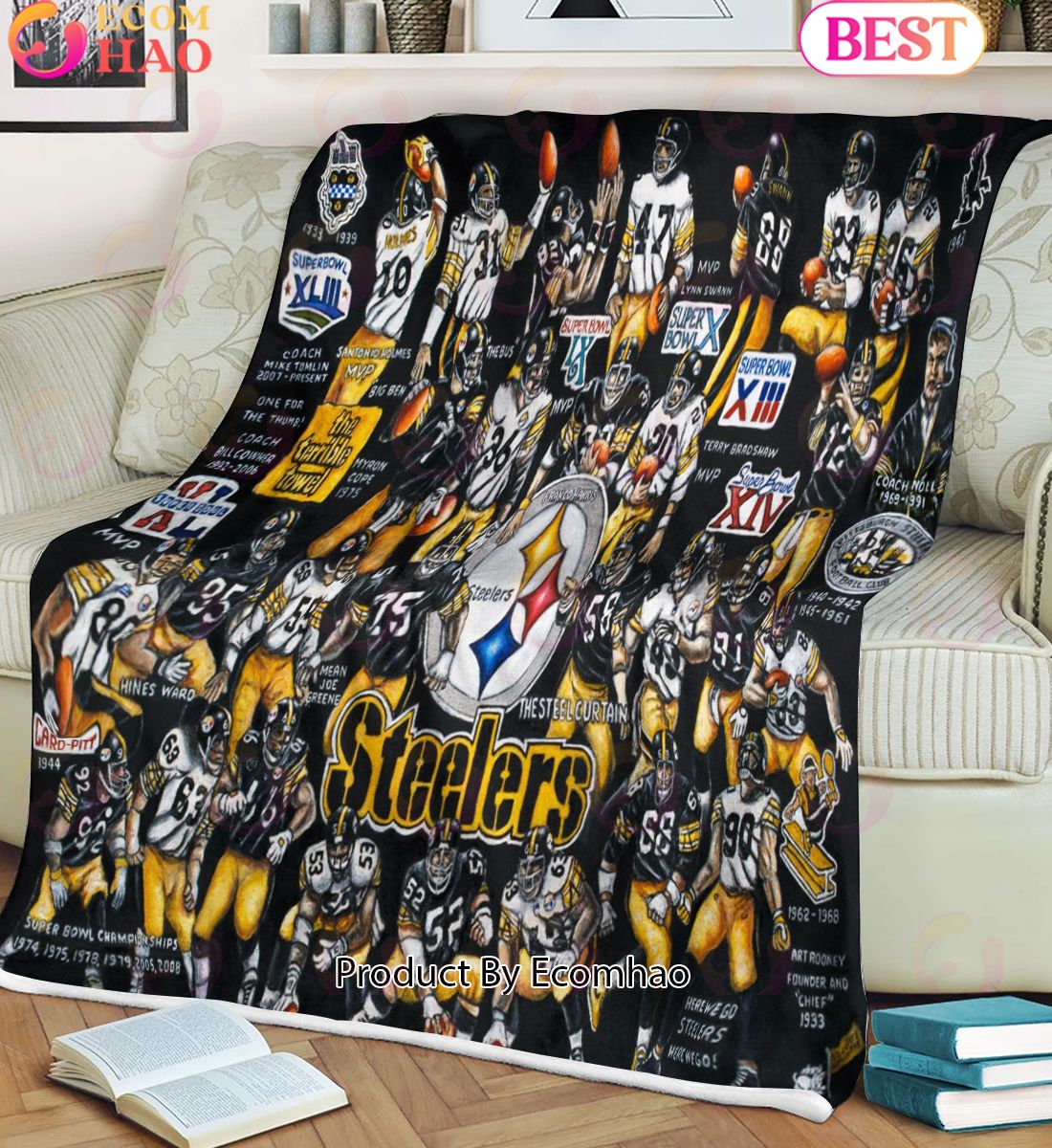 NFL Pittsburgh Steelers Tribute, Football History Legend Blanket