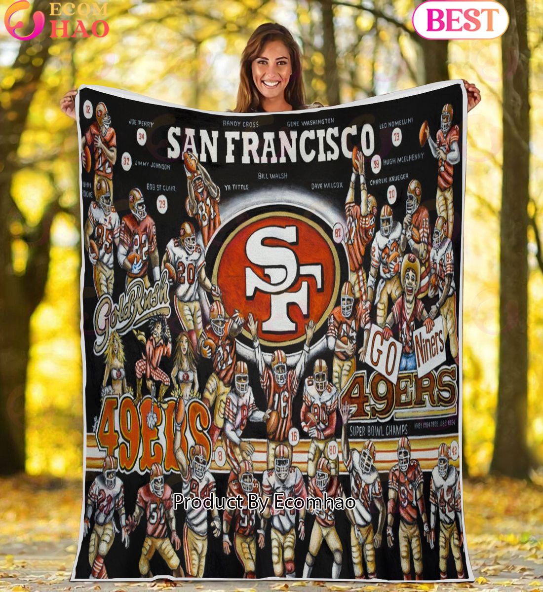 NFL San Francisco 49ers Tribute, Football History Legend Blanket