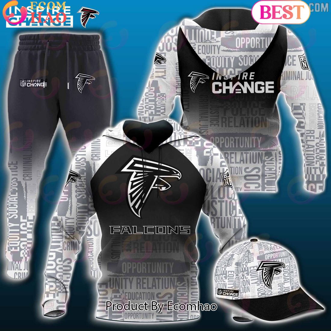 NFL Atlanta Falcons Inspire Change Justice Opportunity Equity Freedom Hoodie, Longpants, Cap