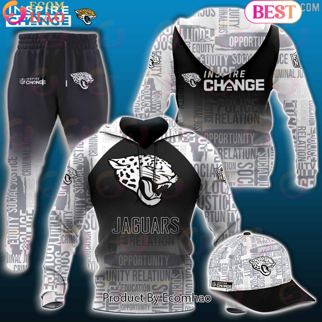 NFL Jacksonville Jaguars Inspire Change Justice Opportunity Equity Freedom Hoodie, Longpants, Cap