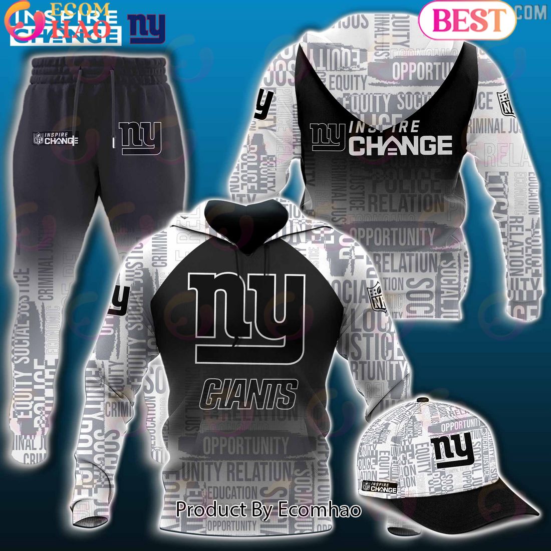 NFL New York Giants Inspire Change Justice Opportunity Equity Freedom Hoodie, Longpants, Cap