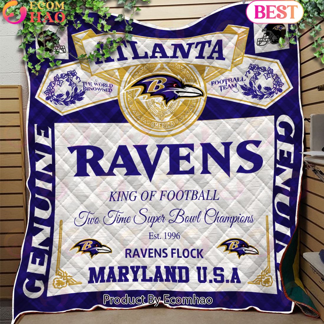 NFL Baltimore Ravens King Of Football Quilt Blanket