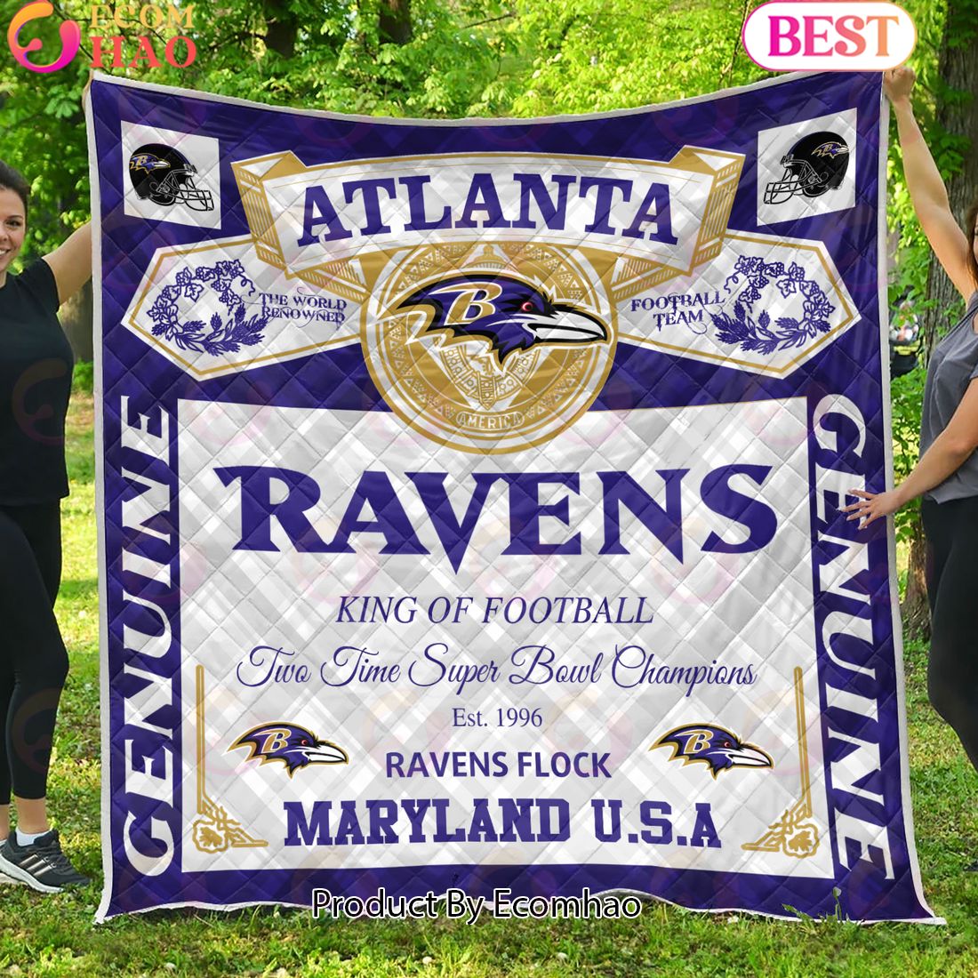 NFL Baltimore Ravens King Of Football Quilt Blanket