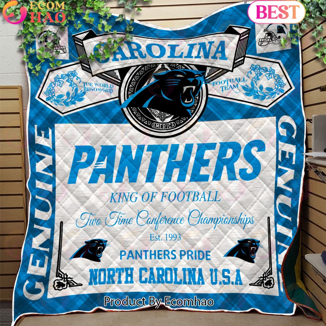 NFL Carolina Panthers King Of Football Quilt Blanket