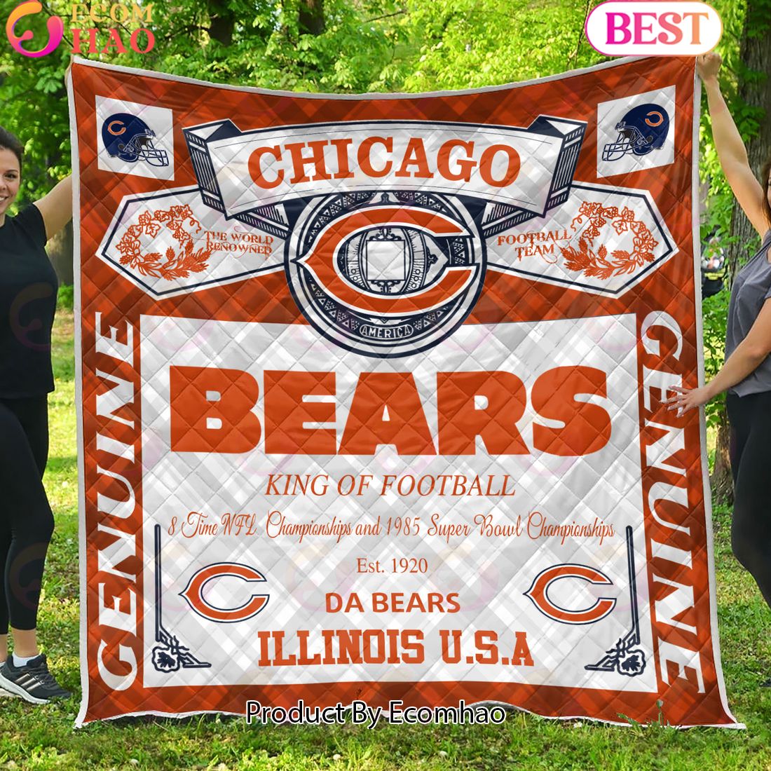 NFL Chicago Bears King Of Football Quilt Blanket