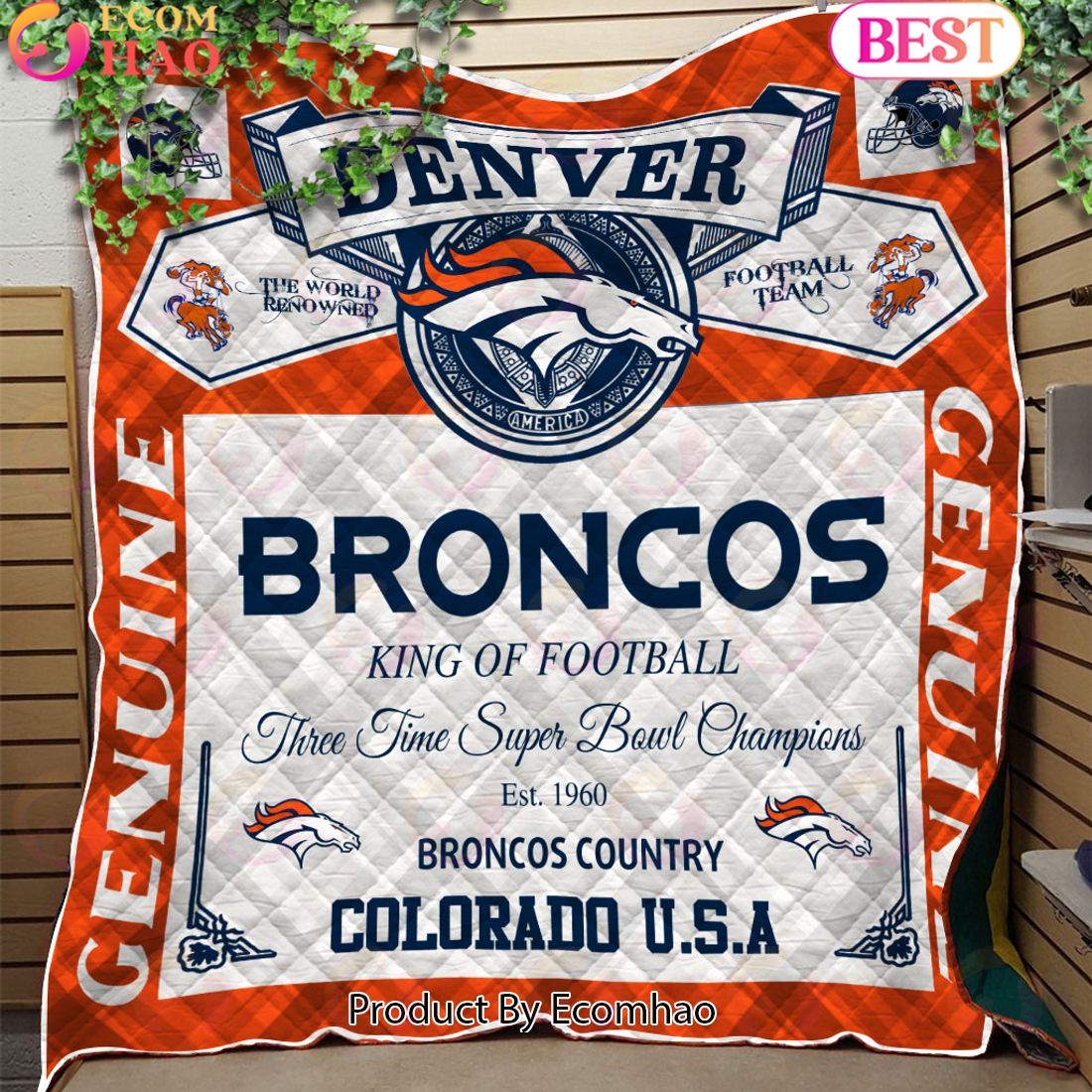 NFL Denver Broncos King Of Football Quilt Blanket