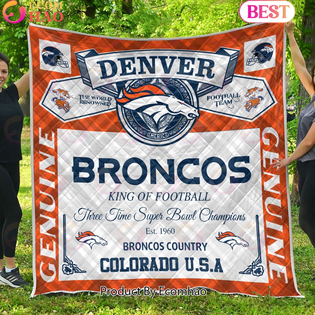 NFL Denver Broncos King Of Football Quilt Blanket